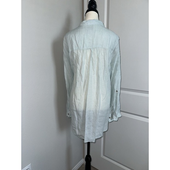 Cynthia‎ Rowley Plus Size 2X Linen Shirt Tunic Light Blue - Picture 3 of 5